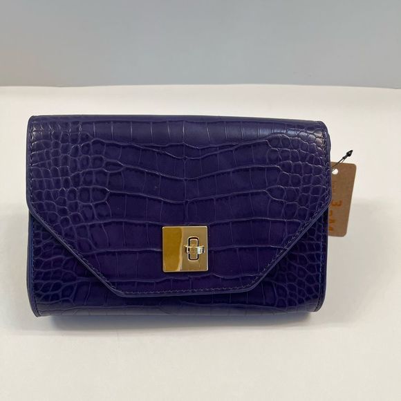 Belt Bag/ Crossbody- Embossed Reptile Pattern- Purple - Picture 3 of 11